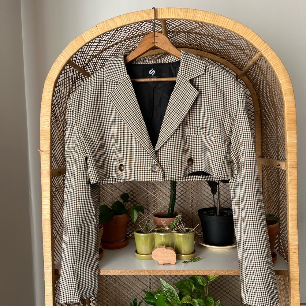 Check cropped blazer - Picture 2 of 4